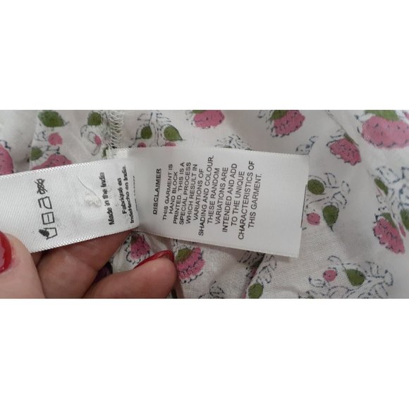 Emerson Fry Mandarin Collar Top Rosey Flowers Organic Cotton Made in India O/S - Picture 16 of 16